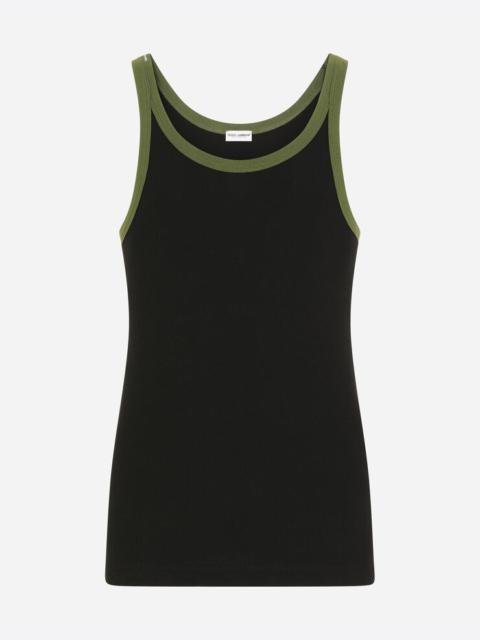 Dolce & Gabbana Fine-rib stretch cotton singlet