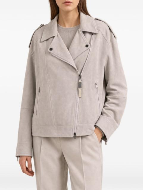 Brunello Cucinelli suede biker jacket