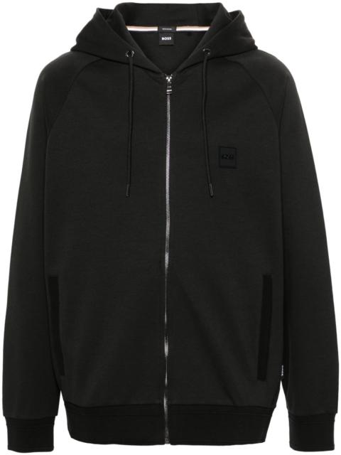 BOSS rubberised-logo zip-up hoodie