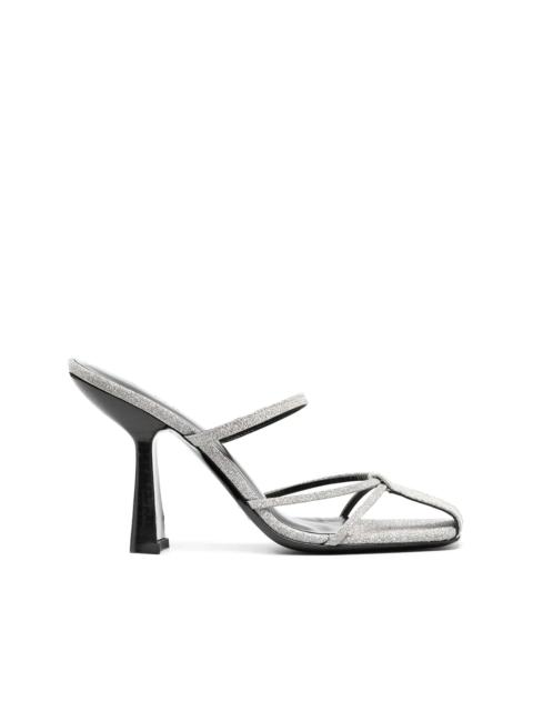BY FAR glitter strap sandals