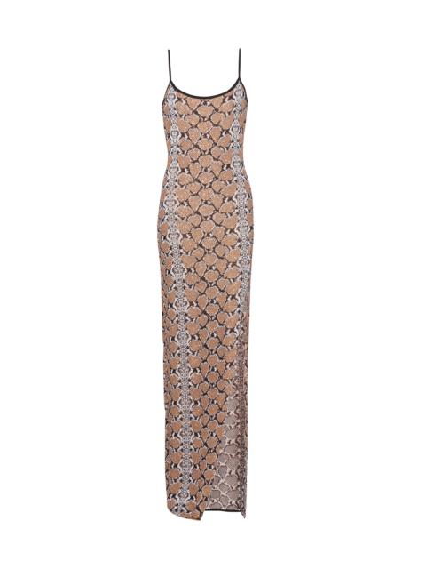 Long strappy snakeskin knit dress