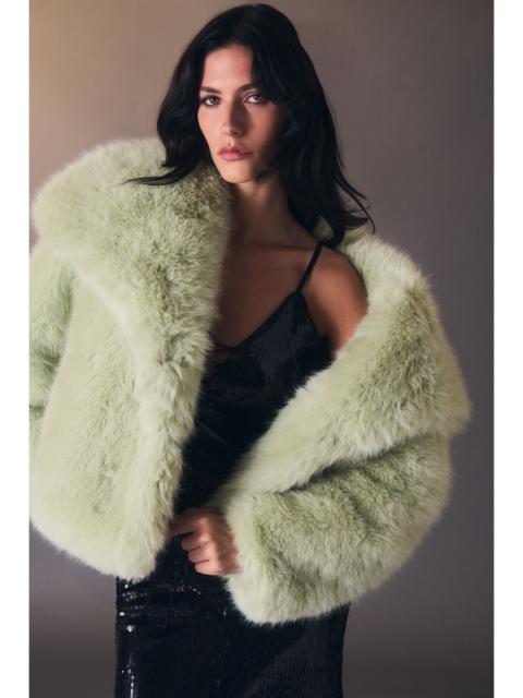 KAREN MILLEN Textured Faux Fur Short Coat