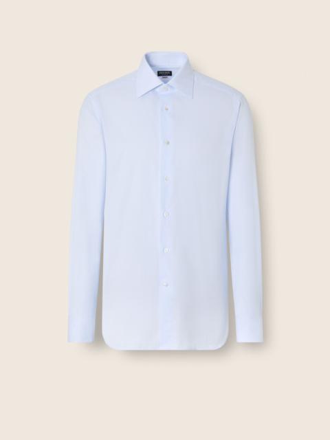 ZEGNA LIGHT BLUE AND WHITE MICRO-CHECKED 300 COTTON SHIRT