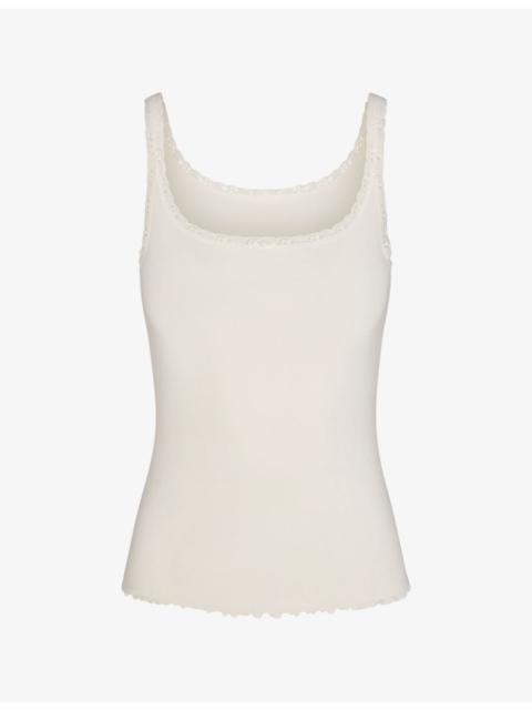 SKIMS Logo Pointelle Cotton-Jersey Cami Top
