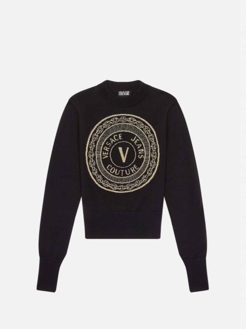 VERSACE JEANS COUTURE V-Emblem Embroidered Sweater