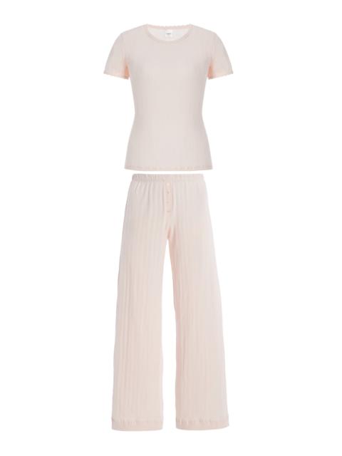 LESET Pointelle-Knit Lounge Set pink