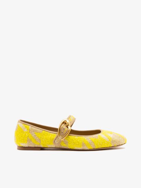 Larroudé Verona Ballet Flat Yellow Printed Fabric