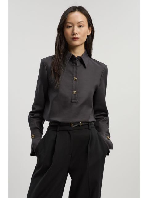 KAREN MILLEN Techno Cotton Woven Shirt With Silver Clasps