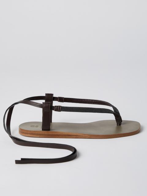 Brunello Cucinelli Soft nappa leather sandals with precious straps