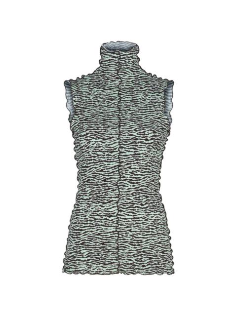 zebra-jacquard sleeveless tank top