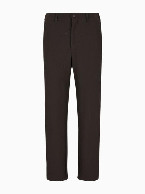 Technical waffle flat-front trousers