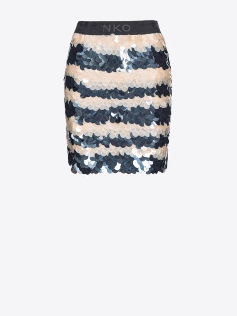 MESH MINI SKIRT WITH SEQUINNED STRIPES