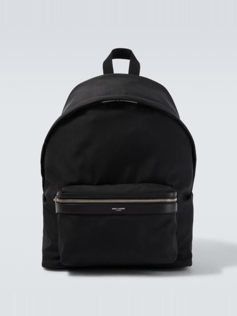 SAINT LAURENT City leather-trimmed canvas backpack