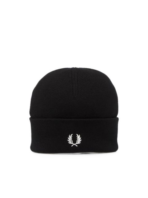 Fred Perry embroidered-logo beanie hat