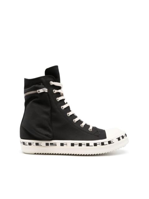 Rick Owens DRKSHDW slogan-print high-top sneakers