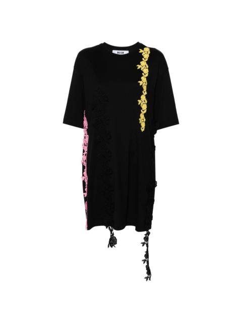MSGM floral-lace mini T-shirt dress
