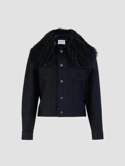 Alaïa Women's Shearling-Collar Denim Trucker Jacket - Noir Alaia