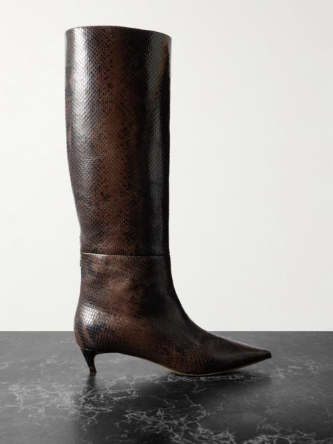 JIMMY CHOO Maxima 35 Snake-effect Leather Knee Boots
