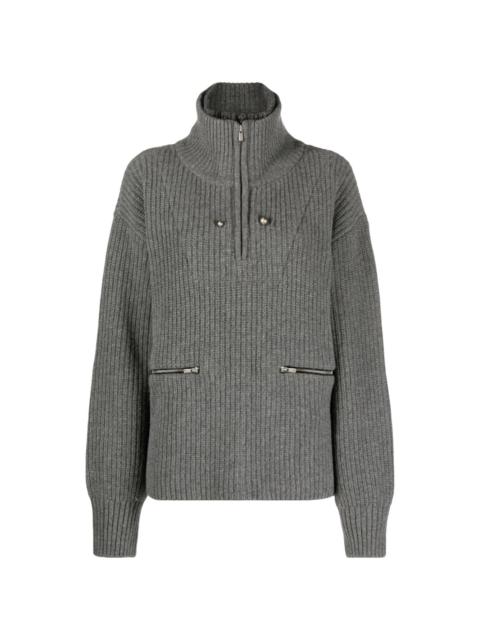Andersson Bell funnel-neck ribbed-knit jumper