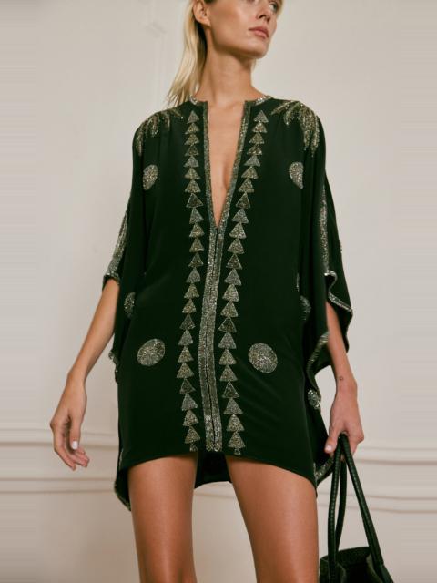 Westbound Embroidered Silk Mini Tunic Dress black