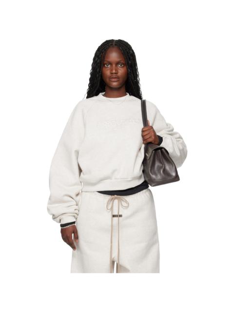 ESSENTIALS Gray Holiday Embossed 90s Raglan Crewneck Sweatshirt