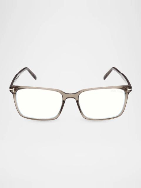 TOM FORD Men's 55MM Blue-Block Square Eyeglasses