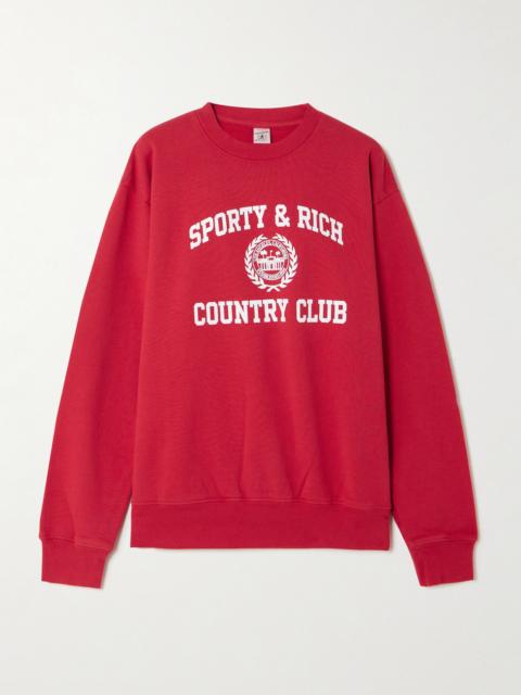 Sporty & Rich Varsity Crest Printed Cotton-jersey Sweatshirt