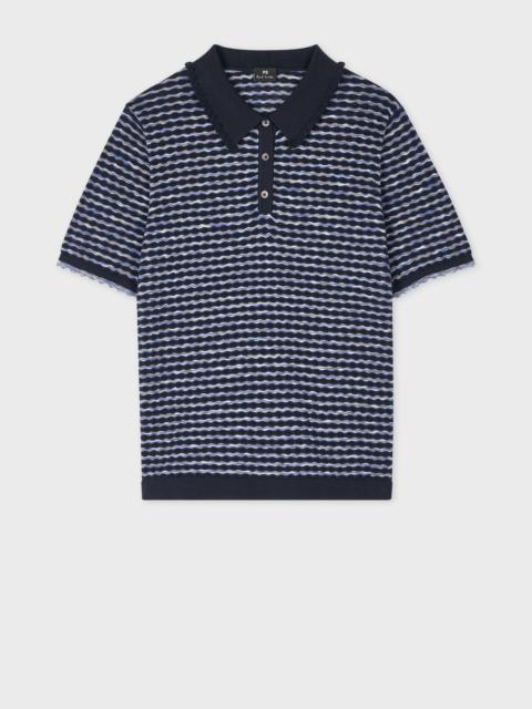 Paul Smith Women's Navy Textured Cotton Knitted Polo Shirt