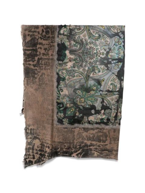 Avant Toi Scarf Hand Painted Paisley Print "Foulard"