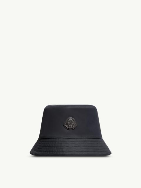 Leather Logo Cotton Blend Bucket Hat