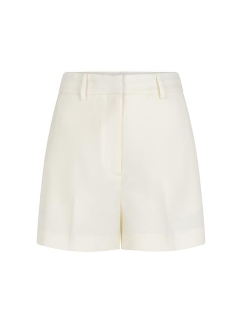 HEIRLOME Pilar High-Rise Wool-Silk Shorts ivory