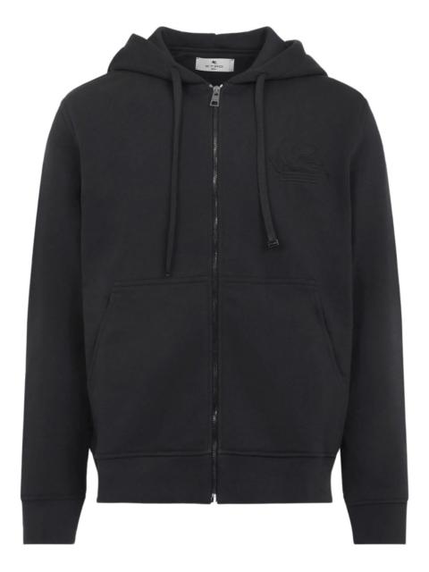 Etro zip-up pouch-pockets cotton hoodie