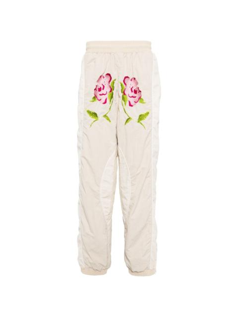 embroidered-motif track pants