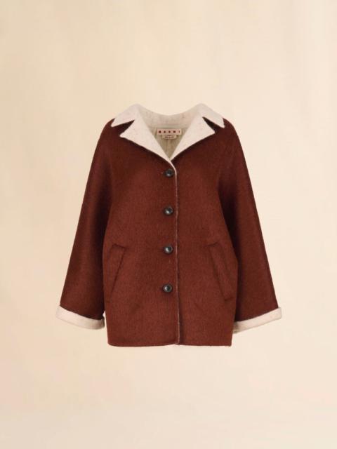 BROWN WOOL AND MOHAIR FELT JACKET