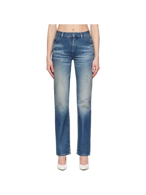 MM6 Maison Margiela Blue Straight-Leg Jeans