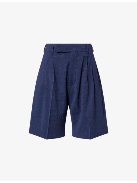 Paul Smith Pleated Knee-Length Wool Shorts