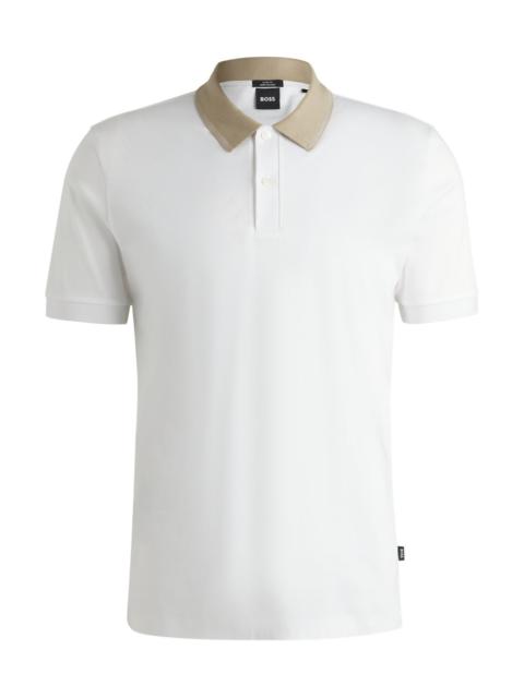 BOSS MERCERIZED-COTTON T-SHIRT WITH CONTRAST COLLAR BAND