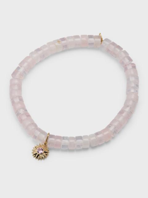 SYDNEY EVAN 14K Yellow Gold Solar Compass Pink Sapphire Charm Bracelet