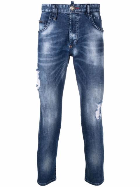 PHILIPP PLEIN rippeddetailed 마른 청바지