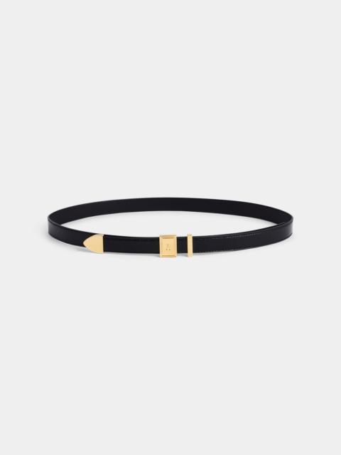 rabanne BLACK LEATHER BELT WITH A RECTANGULAR GOLD BUCKLE