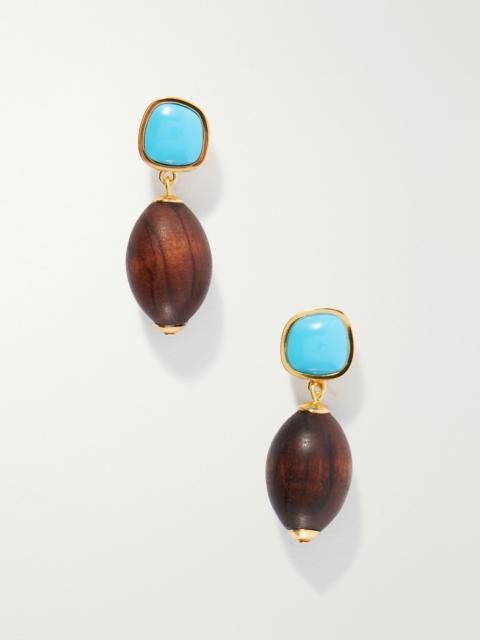LIZZIE FORTUNATO Olea gold-plated resin and wood earrings Multi