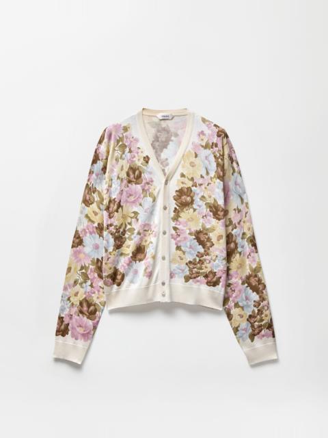 VERSACE Printed Silk Knit Cardigan