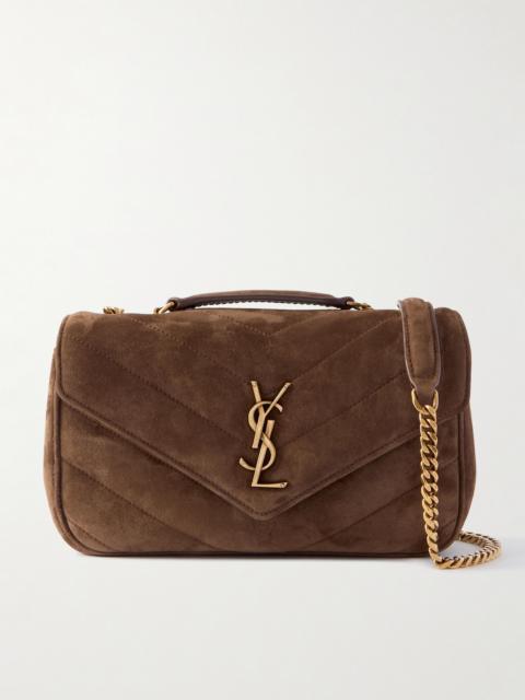 SAINT LAURENT Loulou Quilted Suede Shoulder Bag