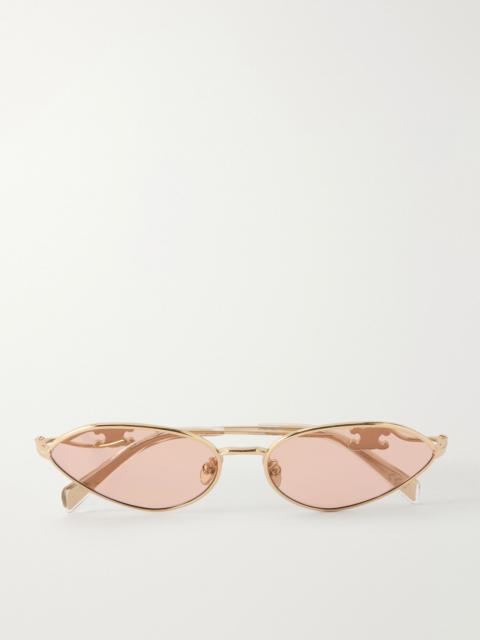 CELINE Wire 01 oval-frame gold-tone sunglasses Gold