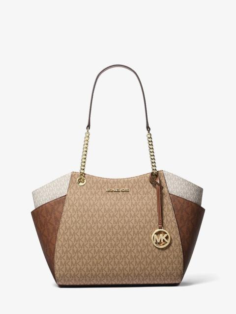 MICHAEL KORS Jet Set Large Color-Block Signature Logo Tote Bag