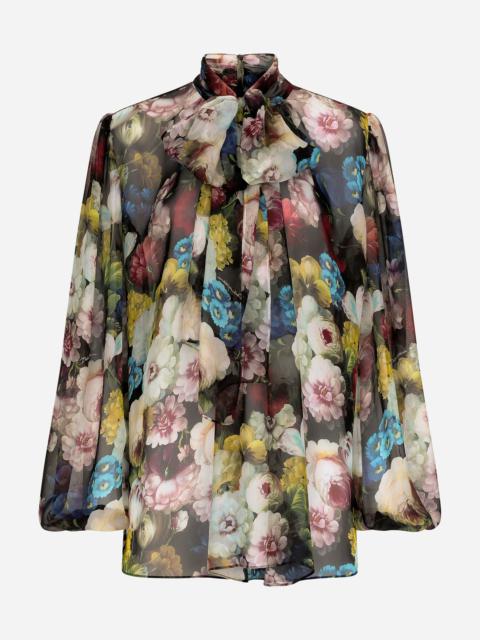 Chiffon shirt with nocturnal flower print