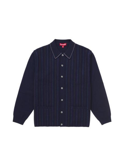 Supreme Herringbone Cardigan Navy