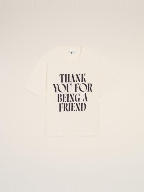 AMI Paris WHITE COTTON SIGNATURE PRINT T-SHIRT