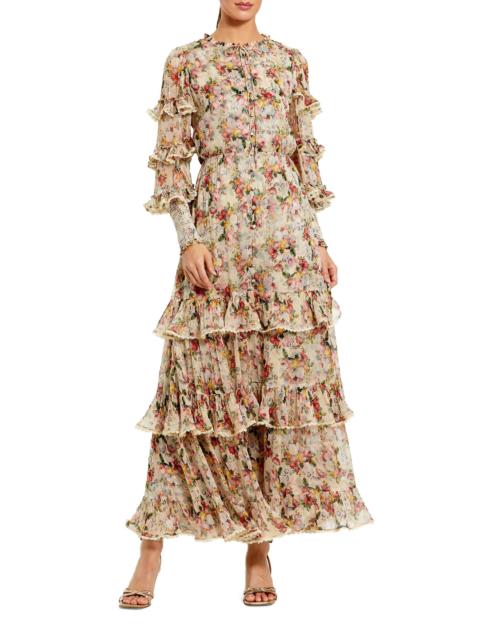 MAC DUGGAL Women's Cocktail Floral Ruffled Long-Sleeve Maxi Dress - Yellow Multi
