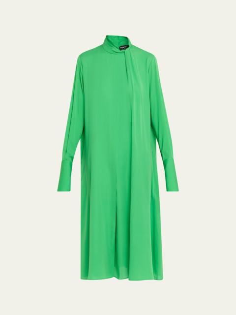 TOM FORD Washed Silk Georgette Belted Midi Dress
